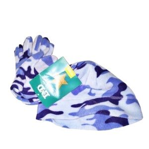 NWT L&D Blue Camo Winter Hat and gloves size M